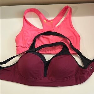 Pink Sports Bra and Burgundy Sports Bra Set